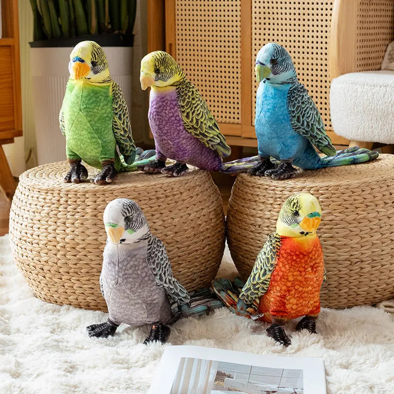 Realistic Budgie Plush Toy 23cm | Lifelike Budgerigar Stuffed Animal | 5 Color Variants