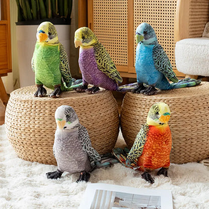 Realistic Budgie Plush Toy 23cm | Lifelike Budgerigar Stuffed Animal | 5 Color Variants