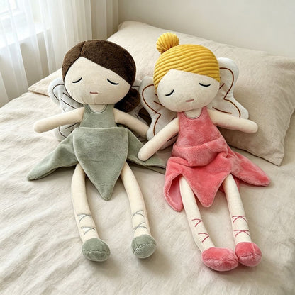 Handmade Flower Fairy Plushie Ballerina Doll | Petal Skirt Winged Fairy Stuffed Animal | Sleepy Eye Nursery Decor Plush 31cm 32cm 34cm