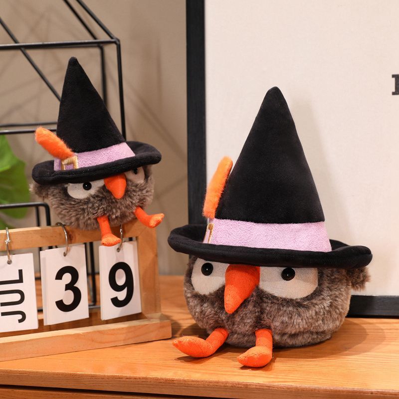Halloween Witch Hat Owl Plush | Cute Spooky Owl Stuffed Animal | Wizard Hat Handmade Plush Decor
