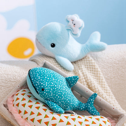 Whale Shark Plush and Blue Whale Stuffed Animal Set | Kawaii 25cm Ocean Gift for Ocean Lovers