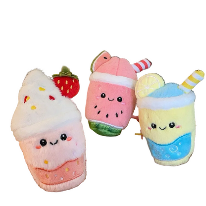 Kawaii Fruit Smoothie Plush Keychain 12cm | Cute Bag Charm | Watermelon Smoothie, Lemonade Blast, Strawberry Milkshake