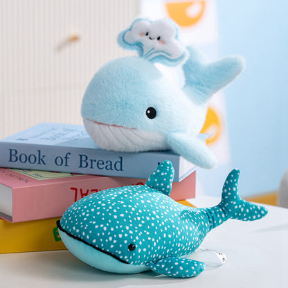 Whale Shark Plush and Blue Whale Stuffed Animal Set | Kawaii 25cm Ocean Gift for Ocean Lovers
