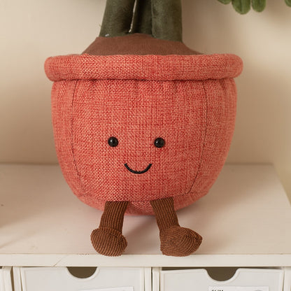 Smiling Monstera Plant Plush 42cm | Cute Potted Houseplant Stuffed Toy | Plant Lover Gift