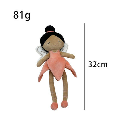 Handmade Flower Fairy Plushie Ballerina Doll | Petal Skirt Winged Fairy Stuffed Animal | Sleepy Eye Nursery Decor Plush 31cm 32cm 34cm