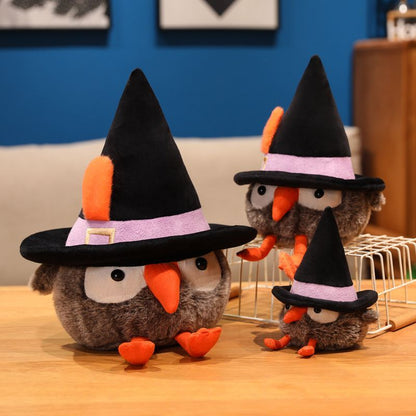 Halloween Witch Hat Owl Plush | Cute Spooky Owl Stuffed Animal | Wizard Hat Handmade Plush Decor