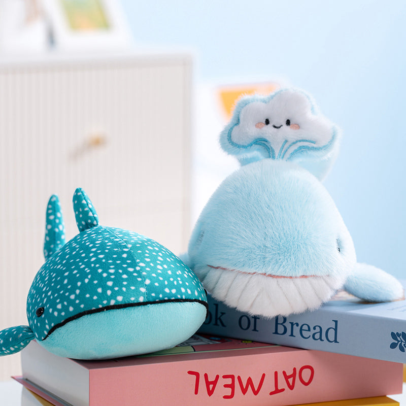 Whale Shark Plush and Blue Whale Stuffed Animal Set | Kawaii 25cm Ocean Gift for Ocean Lovers