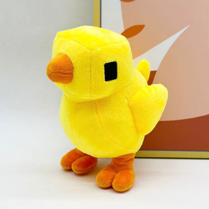 Blocky Pixel Chicken Plush Toy | Voxel Style Handmade Plush | 18cm Collectible Stuffed Animal | Party Game Decor