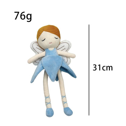 Handmade Flower Fairy Plushie Ballerina Doll | Petal Skirt Winged Fairy Stuffed Animal | Sleepy Eye Nursery Decor Plush 31cm 32cm 34cm