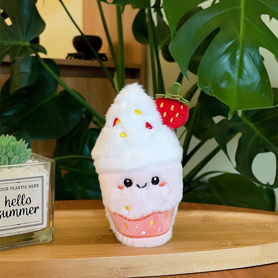 Kawaii Fruit Smoothie Plush Keychain 12cm | Cute Bag Charm | Watermelon Smoothie, Lemonade Blast, Strawberry Milkshake