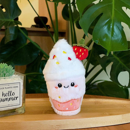 Kawaii Fruit Smoothie Plush Keychain 12cm | Cute Bag Charm | Watermelon Smoothie, Lemonade Blast, Strawberry Milkshake