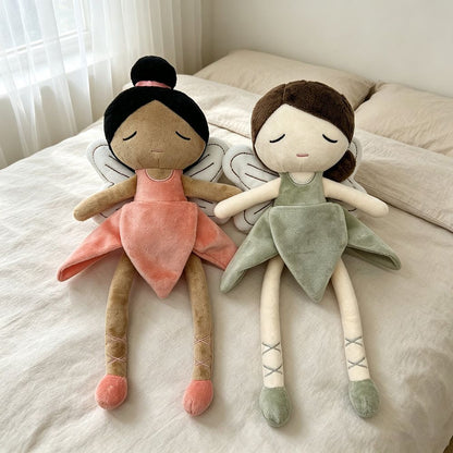 Handmade Flower Fairy Plushie Ballerina Doll | Petal Skirt Winged Fairy Stuffed Animal | Sleepy Eye Nursery Decor Plush 31cm 32cm 34cm