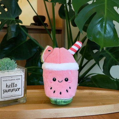 Kawaii Fruit Smoothie Plush Keychain 12cm | Cute Bag Charm | Watermelon Smoothie, Lemonade Blast, Strawberry Milkshake