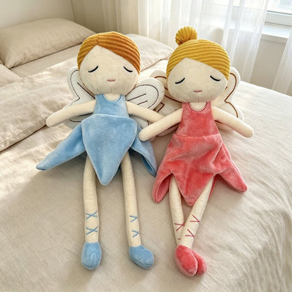 Handmade Flower Fairy Plushie Ballerina Doll | Petal Skirt Winged Fairy Stuffed Animal | Sleepy Eye Nursery Decor Plush 31cm 32cm 34cm