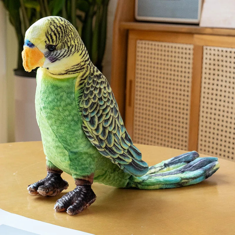 Realistic Budgie Plush Toy 23cm | Lifelike Budgerigar Stuffed Animal | 5 Color Variants