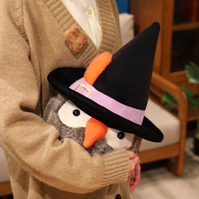 Halloween Witch Hat Owl Plush | Cute Spooky Owl Stuffed Animal | Wizard Hat Handmade Plush Decor