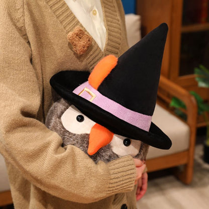 Halloween Witch Hat Owl Plush | Cute Spooky Owl Stuffed Animal | Wizard Hat Handmade Plush Decor