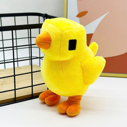 Blocky Pixel Chicken Plush Toy | Voxel Style Handmade Plush | 18cm Collectible Stuffed Animal | Party Game Decor