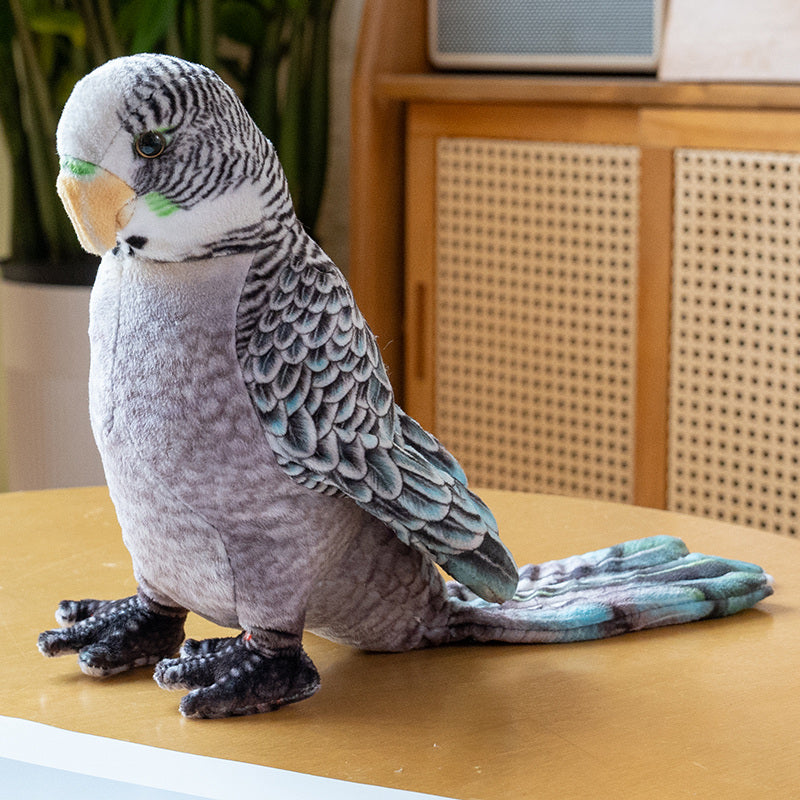 Realistic Budgie Plush Toy 23cm | Lifelike Budgerigar Stuffed Animal | 5 Color Variants