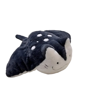 Manta ray plush stuffed animal 60cm ocean pillow flat lay on white background