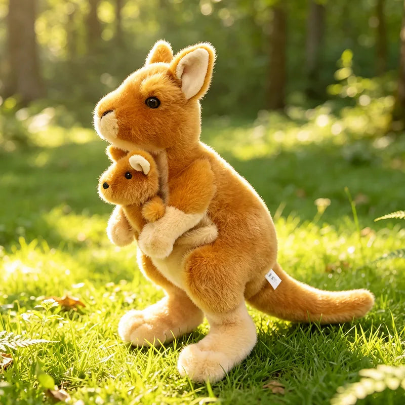 Marsupial stuffed animal kangaroo plush top down flat lay view