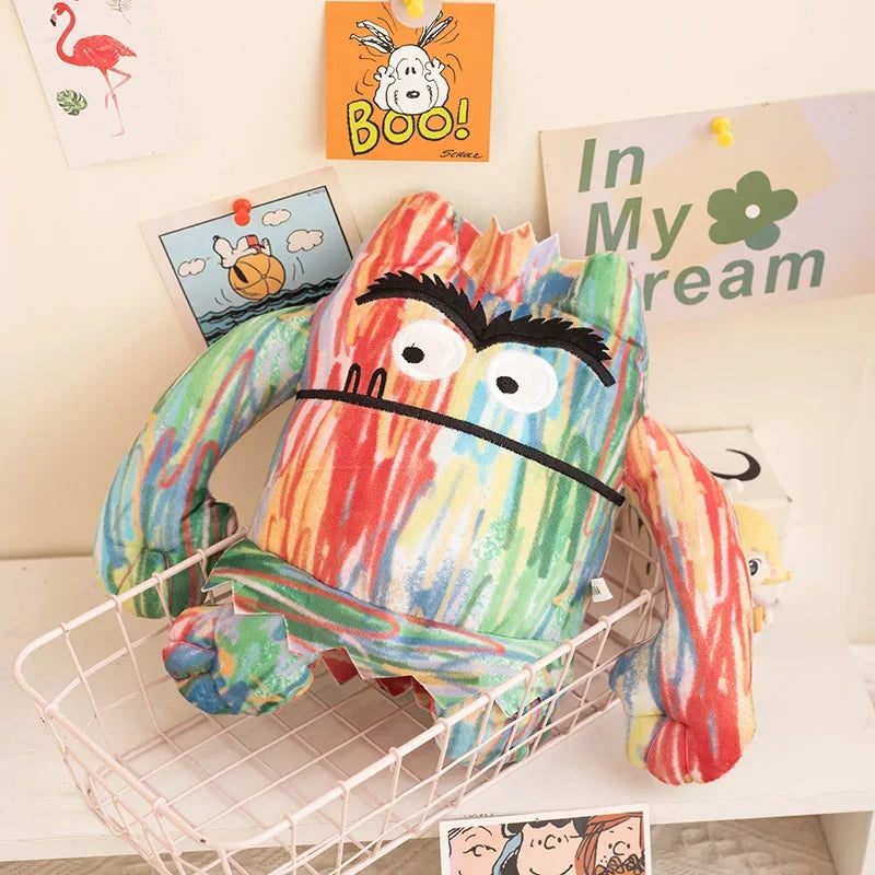 Medium 25cm therapy plush toy emotion monster placed in a play therapy setting