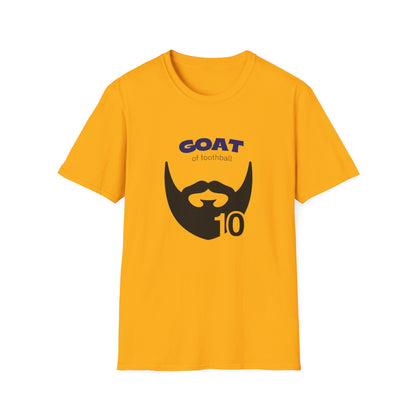 Messi-inspired tee inner neck DTF label detail on Gildan 64000 blank