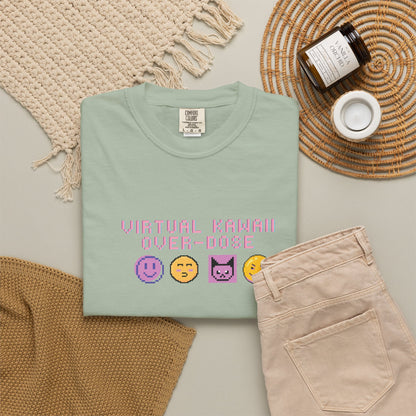 Mew Mew tees close-up of sweet and mischievous pixelated emoji expressions
