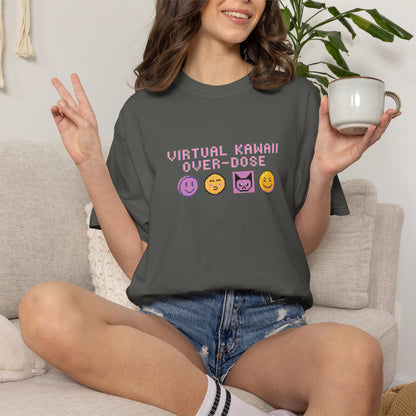 Mew Mew tees in soft garment-dyed lilac on a pastel studio background

