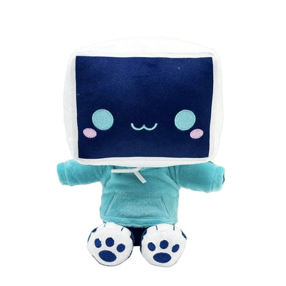 Minbitt plush handmade cyan teal TV head robot character soft toy

