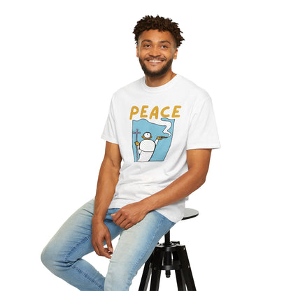 Mindfulness apparel spreading peace tee close-up halo character design