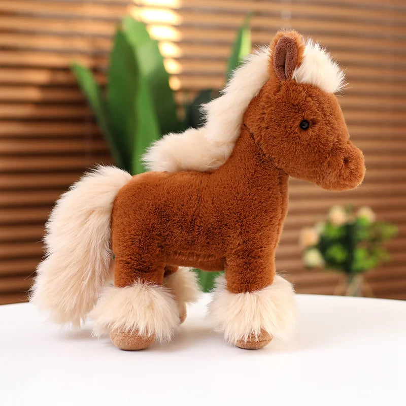 Miniature horse plush demonstrating the proportionally wider body of a mature equine