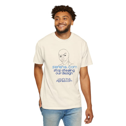 Minimalist face design shirt garment dyed pigment washed color texture close up
