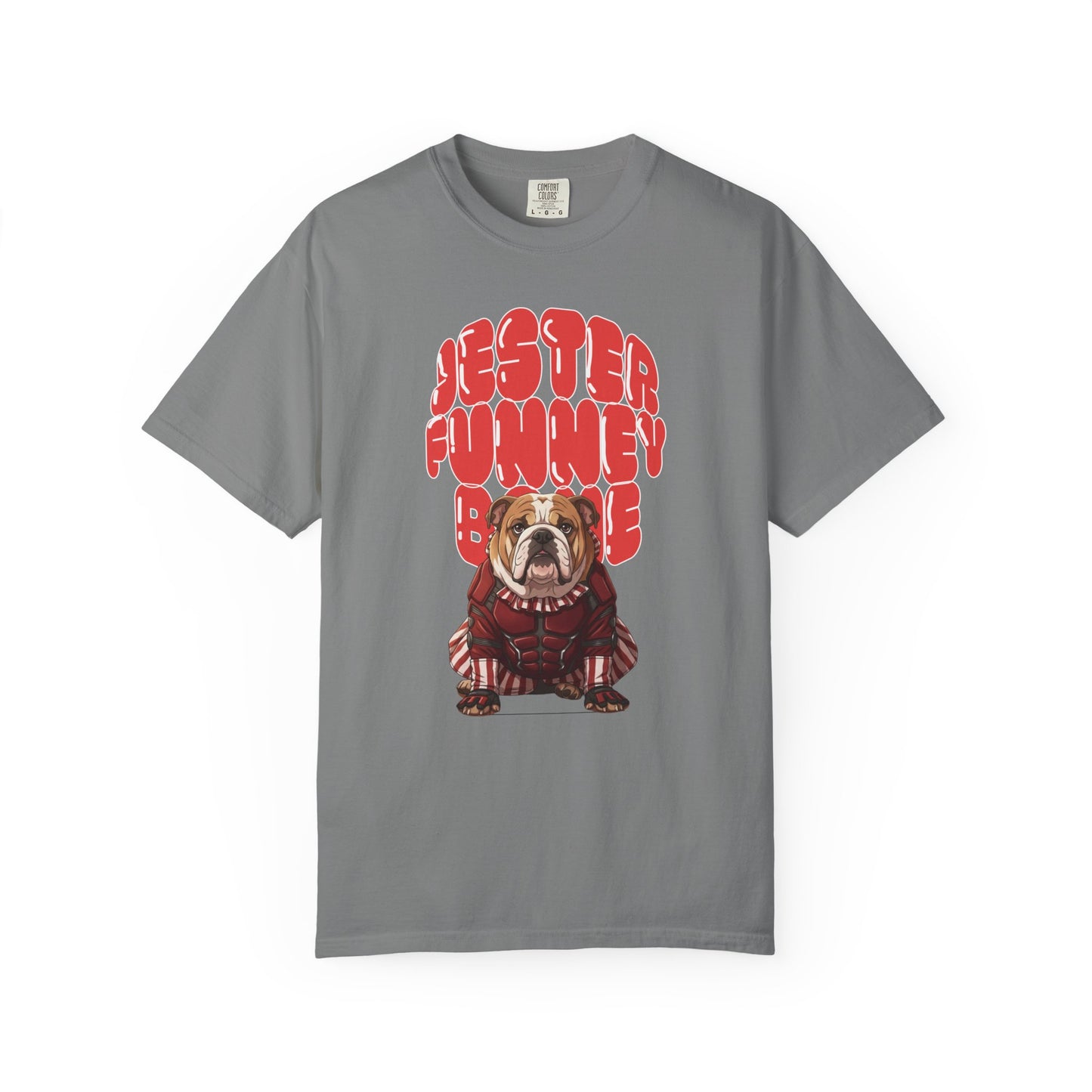 Miss Chiff shirt with bulldog jester artwork for anime fans.