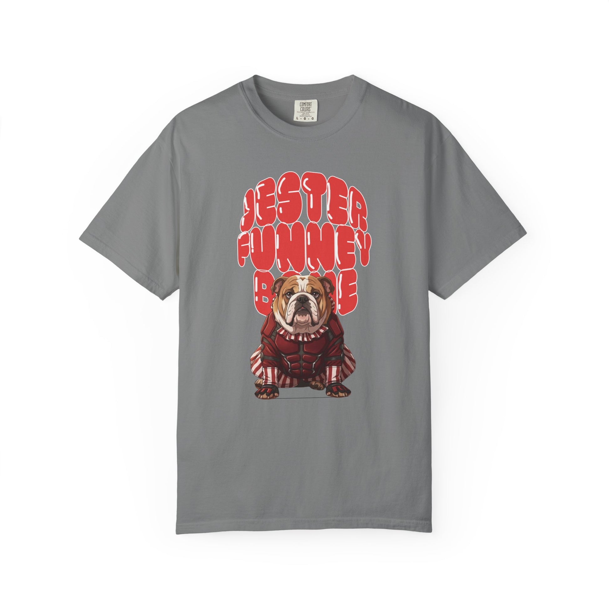 Miss Chiff shirt with bulldog jester artwork for anime fans.