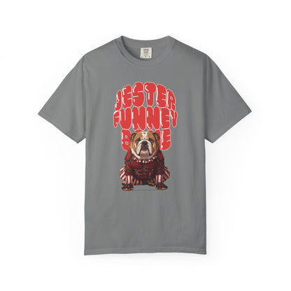 Miss Chiff shirt with bulldog jester artwork for anime fans.