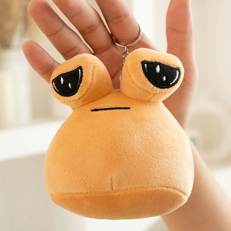 Mom and Kids Pou plush set featuring one large figure alongside two smaller companion figures
