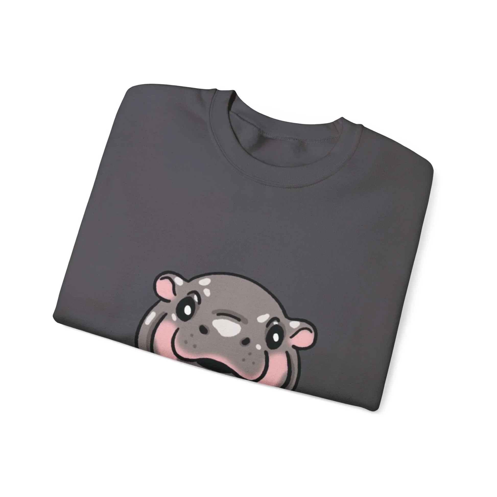 Moo Deng pygmy hippo sweatshirt gift-ready folded presentation
