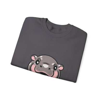 Moo Deng pygmy hippo sweatshirt gift-ready folded presentation
