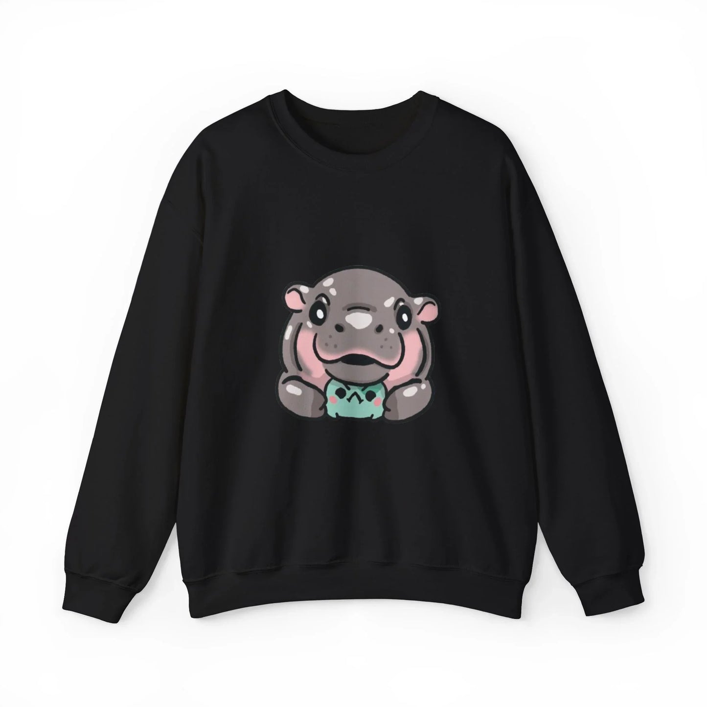 Moo Deng sweatshirt featuring baby pygmy hippo graphic on unisex heavy blend crewneck
