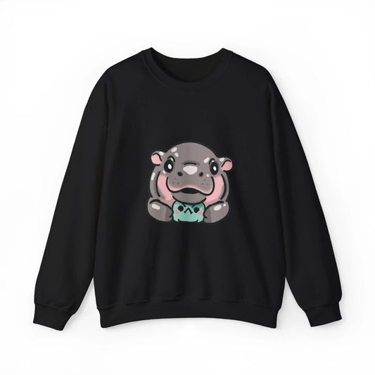 Moo Deng sweatshirt featuring baby pygmy hippo graphic on unisex heavy blend crewneck
