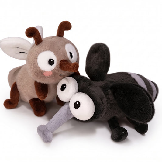 Mosquito plushie in Skeeter Grey, 25cm handmade cartoon bug stuffed animal