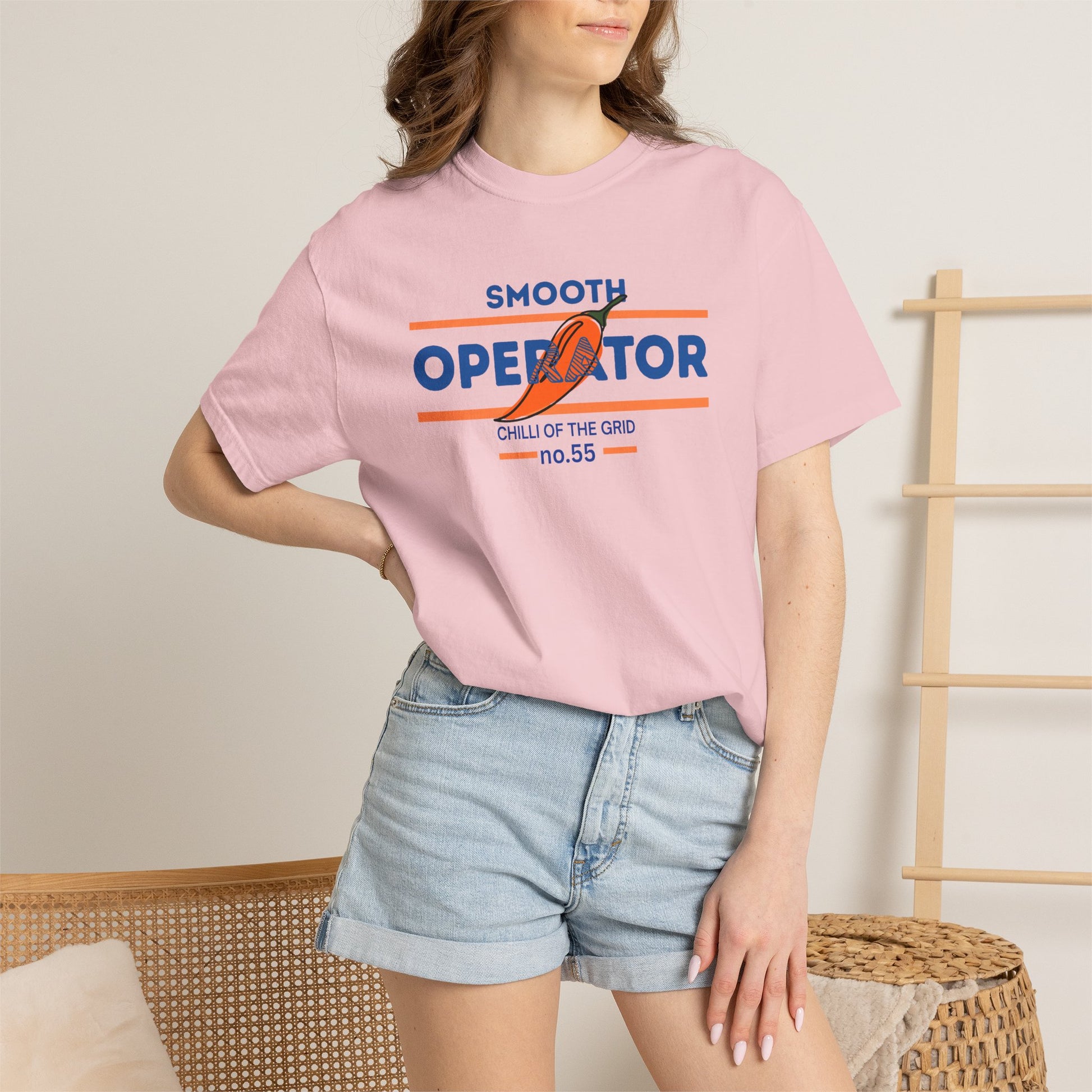 Motorsports enthusiast tee showcasing a chili pepper mascot and clever grid pun
