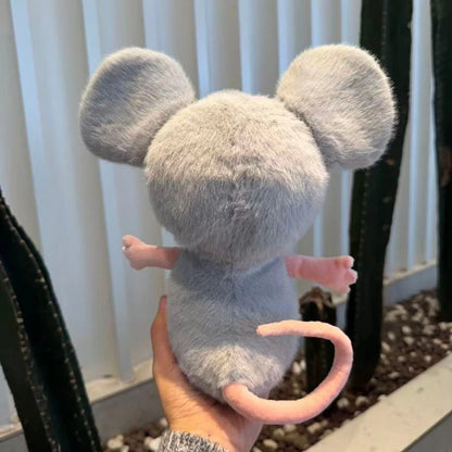 Mouse plush sitting on desk as quirky office companion, meme-inspired novelty plush toy