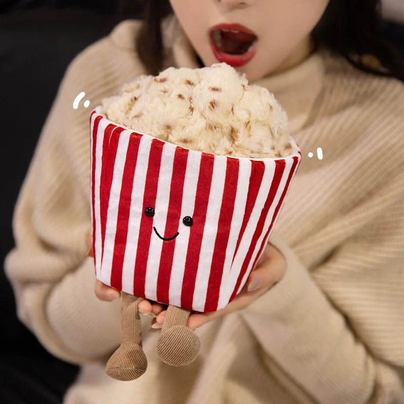 Movie theater style popcorn plush stuffed animal