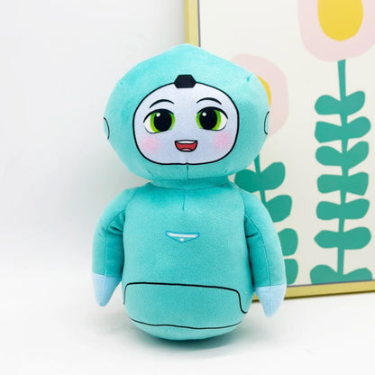 Moxie AI robot plush toy side profile view
