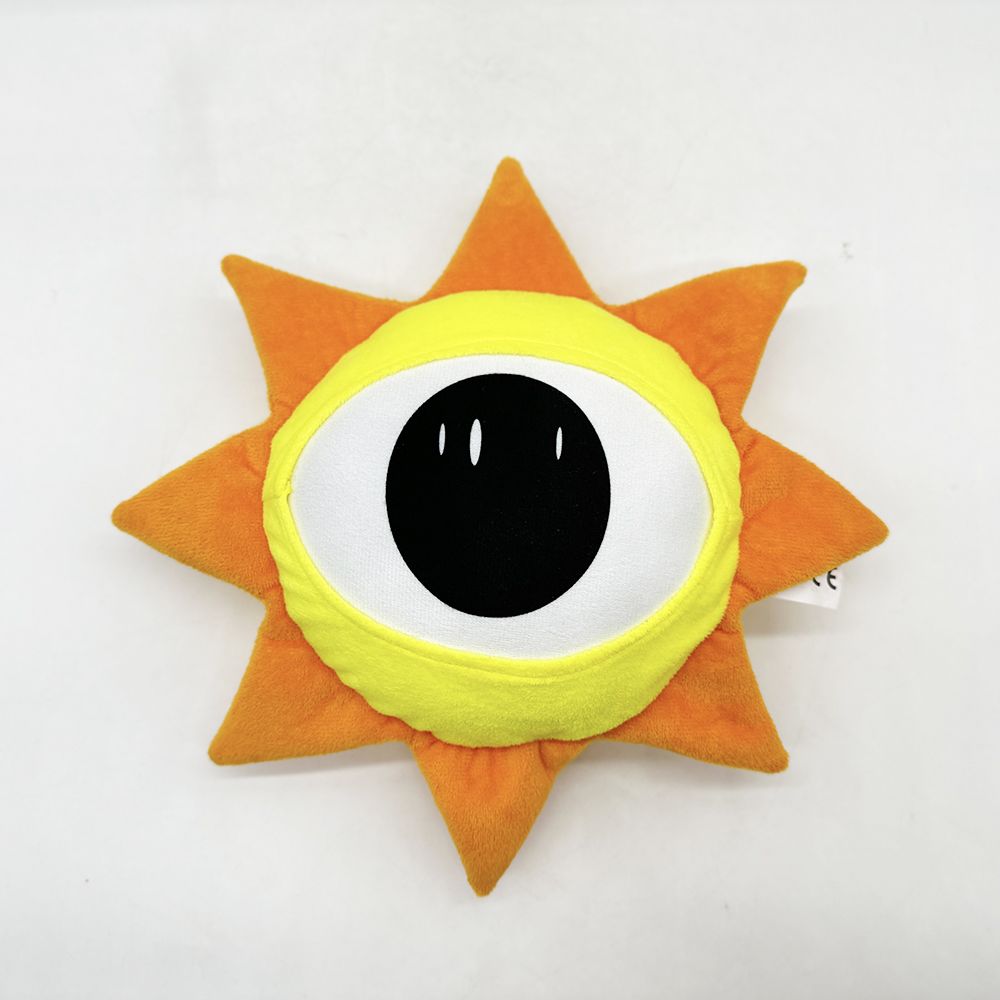 Mr. Sun stuffed toy soft short plush fabric close-up
