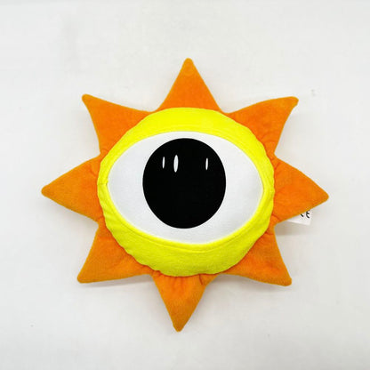 Mr. Sun stuffed toy soft short plush fabric close-up
