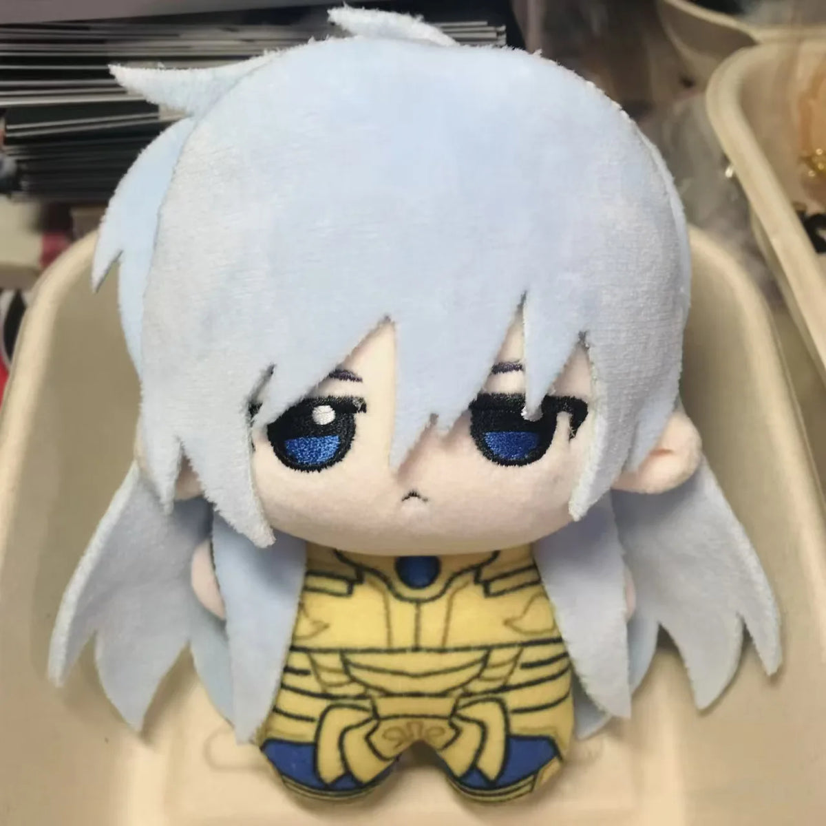 Mu Aries Gold Saint armor repairer 10cm handmade plush zodiac knight collectible display
