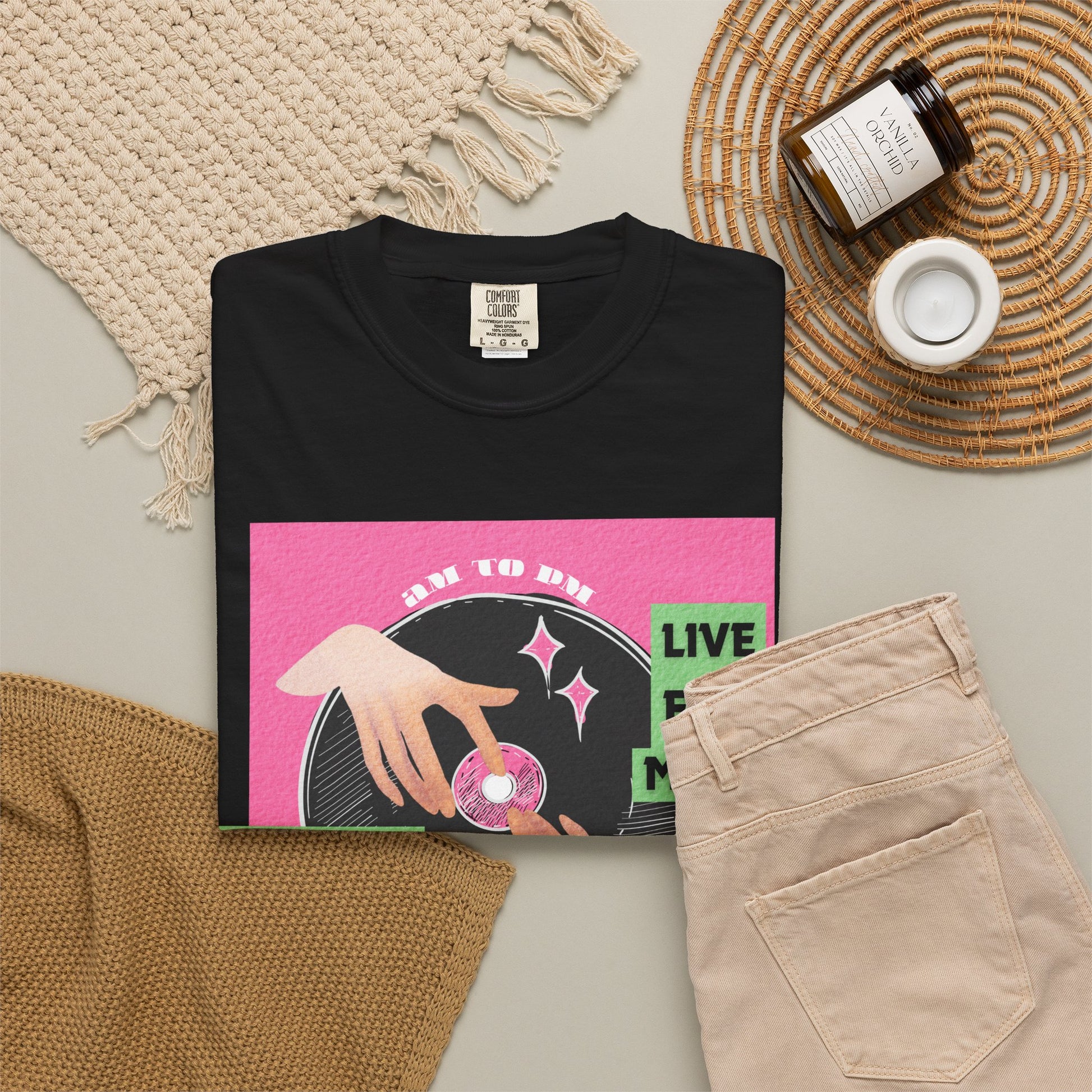 Music producer graphic tee in relaxed fit front and back view